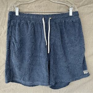 RVCA Palms Down Exotica 8" Blue Terry Jacquard Shorts Men's Size L